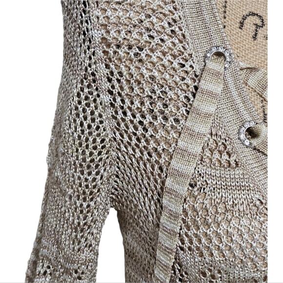 Inc Metallic Gold Thread Asymmetrical Hem Laced Front Sweater Cover Up Med - Picture 5 of 8